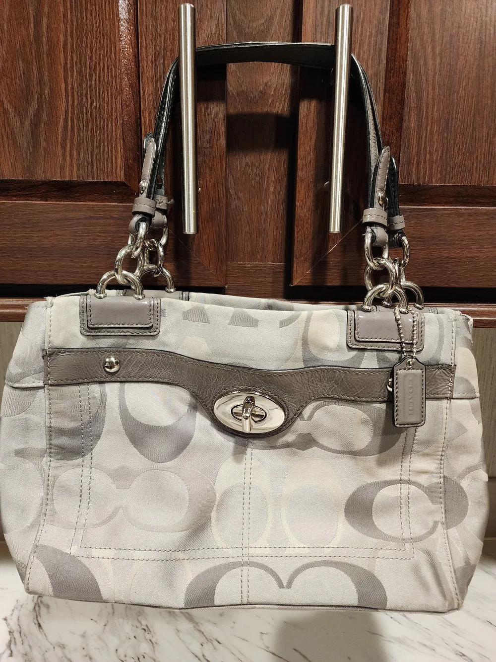 Coach Penelope Optic Signature Gray Shoulder Bag